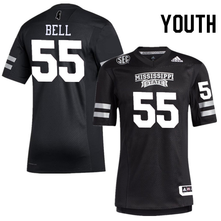 Youth #55 Leon Bell Mississippi State Bulldogs College Football Jerseys Stitched-Black